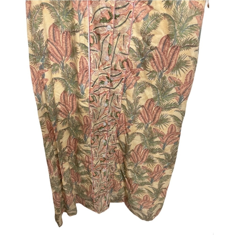 Victoria Dunn Button Down Midi Shirt Dress Peach Colored Floral Size Small NWT - Picture 3 of 6